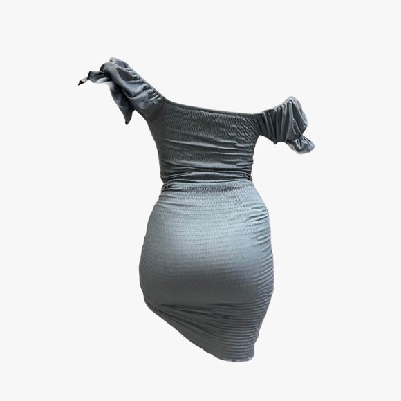 (NWT) Smocked Ruched Dress (Midi or Mini) - Blue - Picture 6 of 9